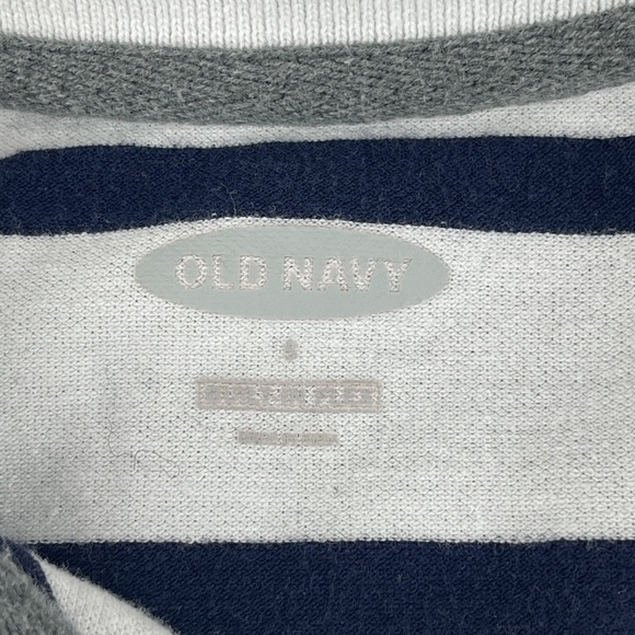 Old Navy Polo Mens Small White Blue Striped Anchor - Picture 2 of 8